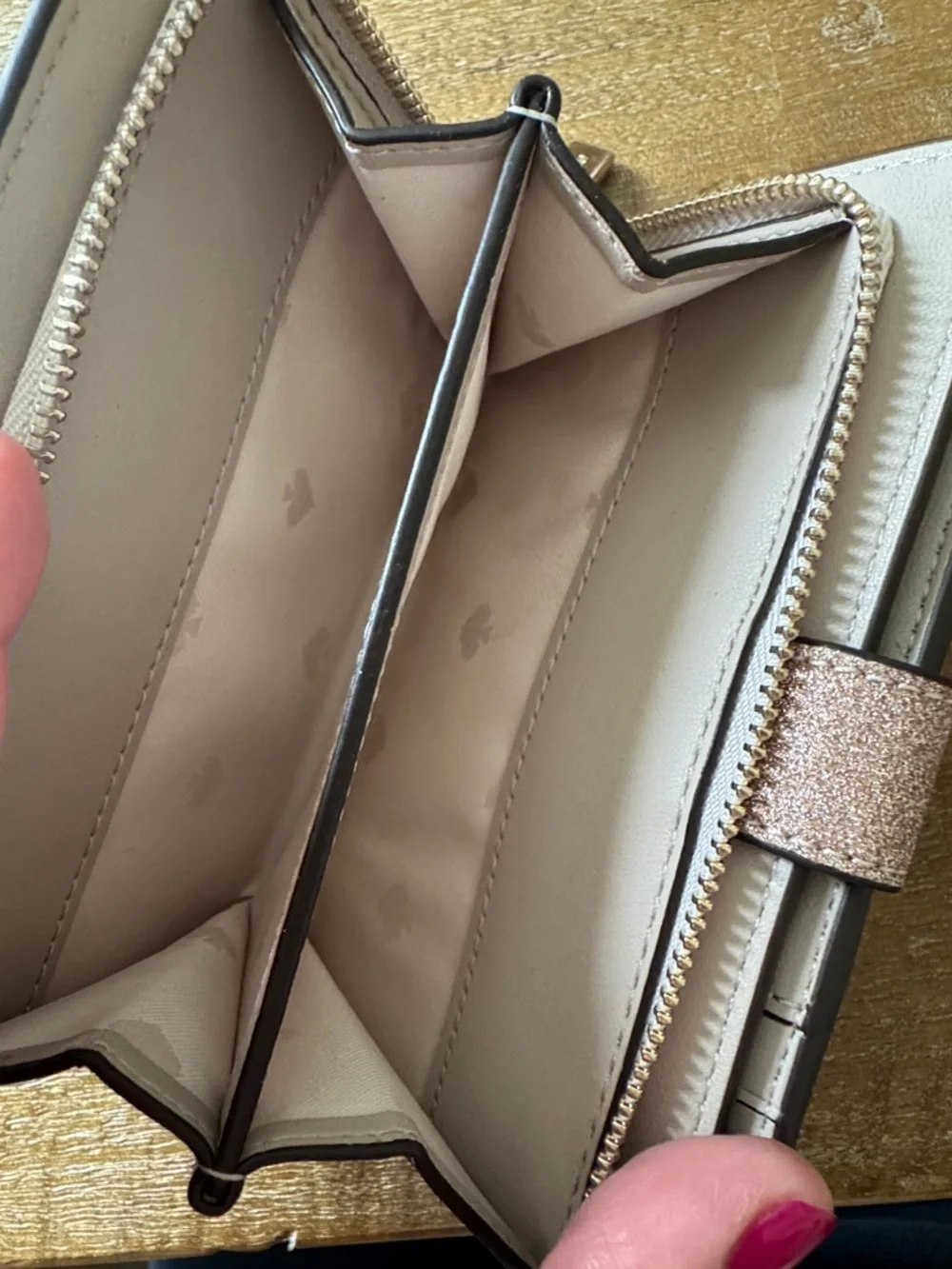 New Kate Spade Rose Gold Glitter Zip-Around Wallet - Picture 5 of 5
